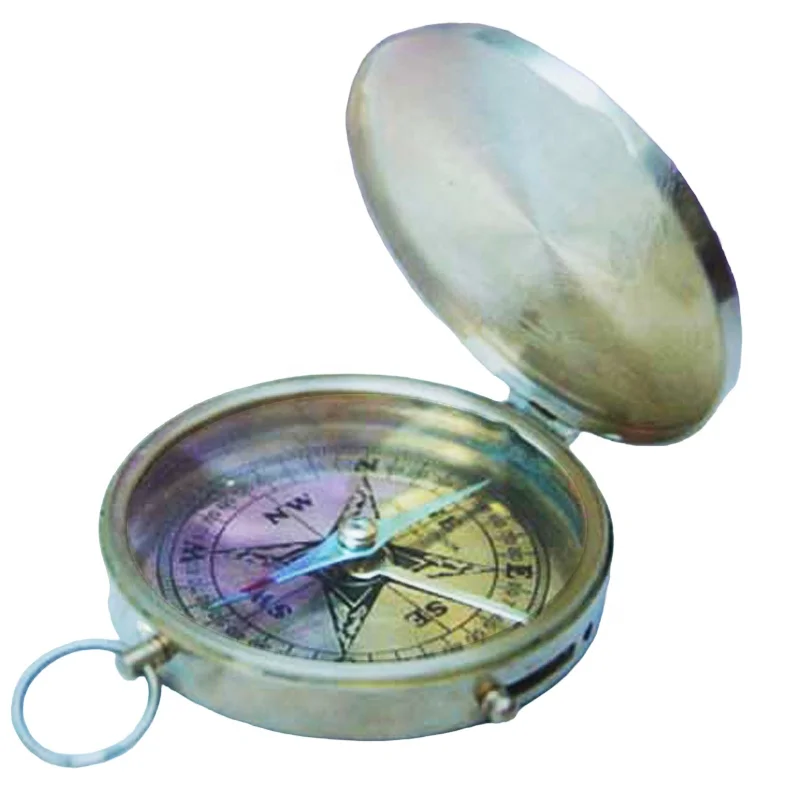 Beautiful Brass Compass Necklace Customizable Logo for Hiking Sports Travel-Elegant Engineering Nautical Pocket Compass Box