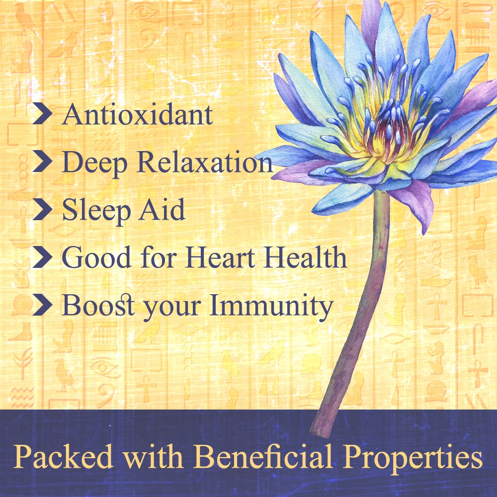 Premium Egyptian Blue Lotus Petals + Pollen Organic Dried Herb Natural Edible Flowers Herbal Tea Relaxation & Improved Sleep