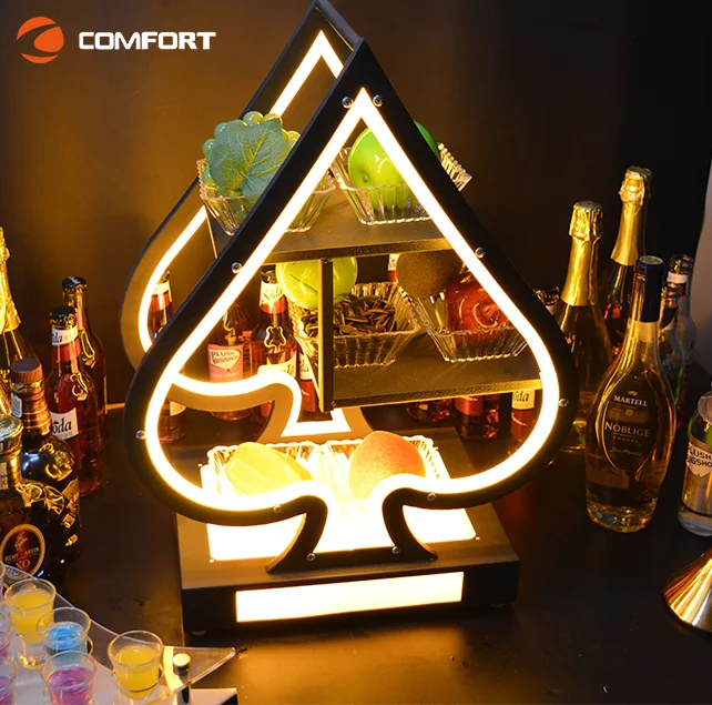 Vip Service Led Bottle Presenter Holder Ace Of Spades Fruit Dish Tray Bottle Presenter For Ktv