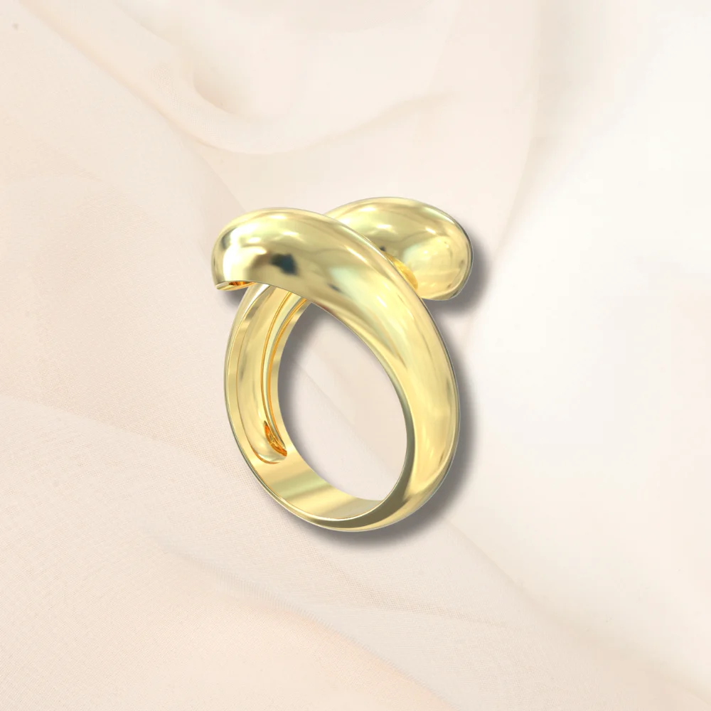 Customized Bold Chunky Minimalist Style 925 Sterling Silver & 18K Gold Plated Casual Rings for Women for Parties Inlay Setting