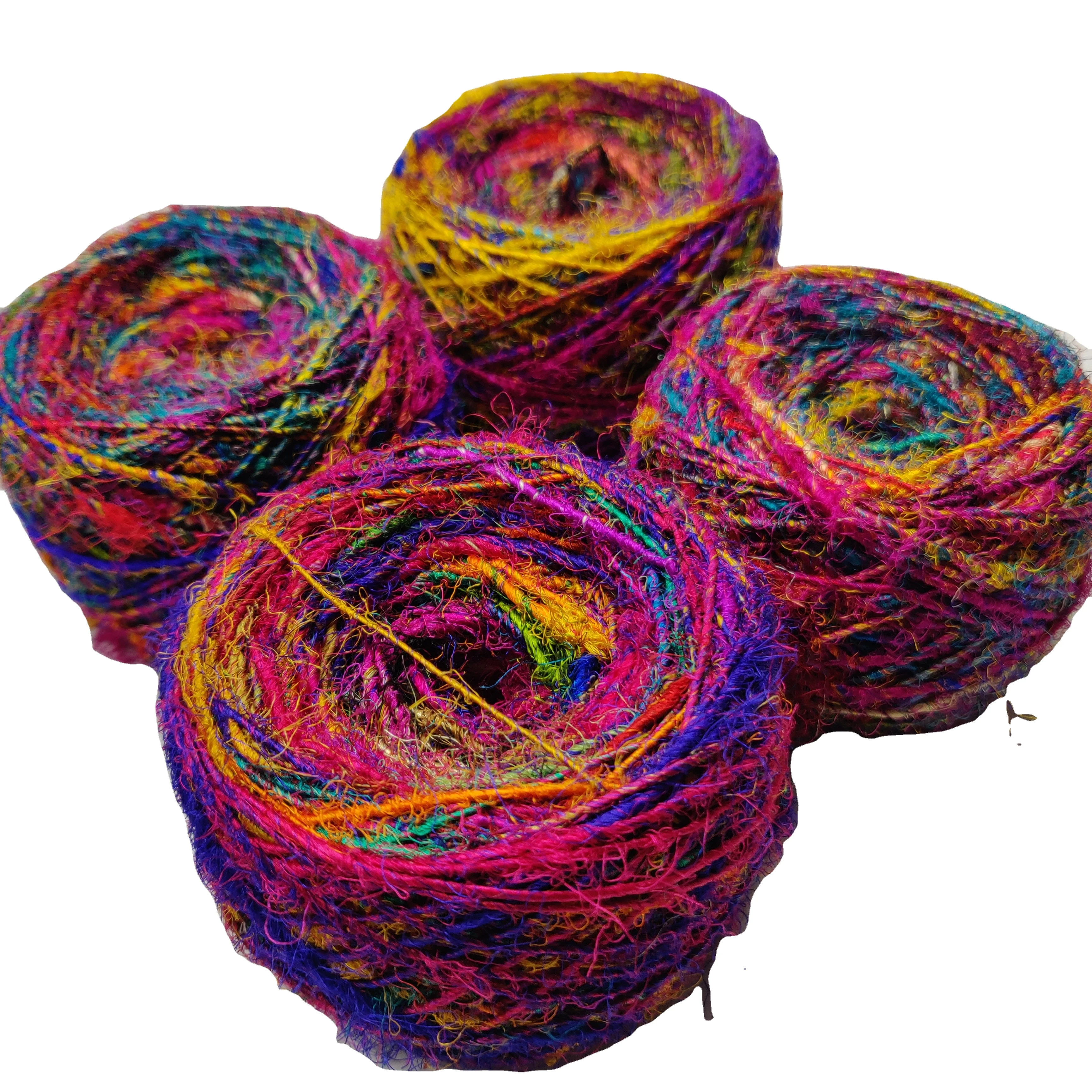 Recycled Sari silk Yarn for gift packing knitting crochet weaving art and craft jeweler decoration handmade eco friendly thread