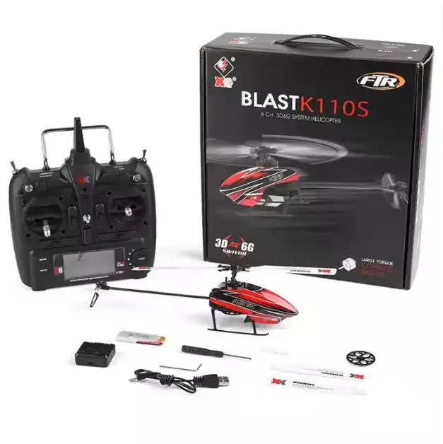 Wltoys Xk Hobby K110S 2.4G Electric Single Blade Flybarless 6Ch 3D 6G Axis Gyro Brushless Motor Remote Control Rc Helicopter Toy