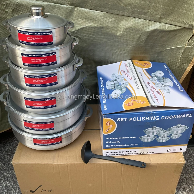 RTS Pot Cookware Set Kitchen Accessories Aluminum Round Soup Pot 6 PCS Non Stick Stewed Pot Set