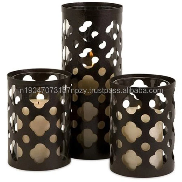 Farmhouse Black Votive Candle Holders Set of 3 Decorative Metal Candlestick Holders Antique Candle Stand for Wedding & Christmas