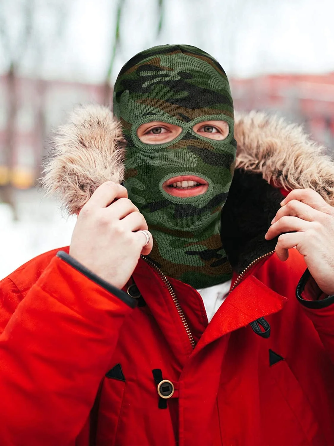 Custom Design Embroidery Logo Balaclava Motorcycle 2 Hole Full Face Knit Ski Mask