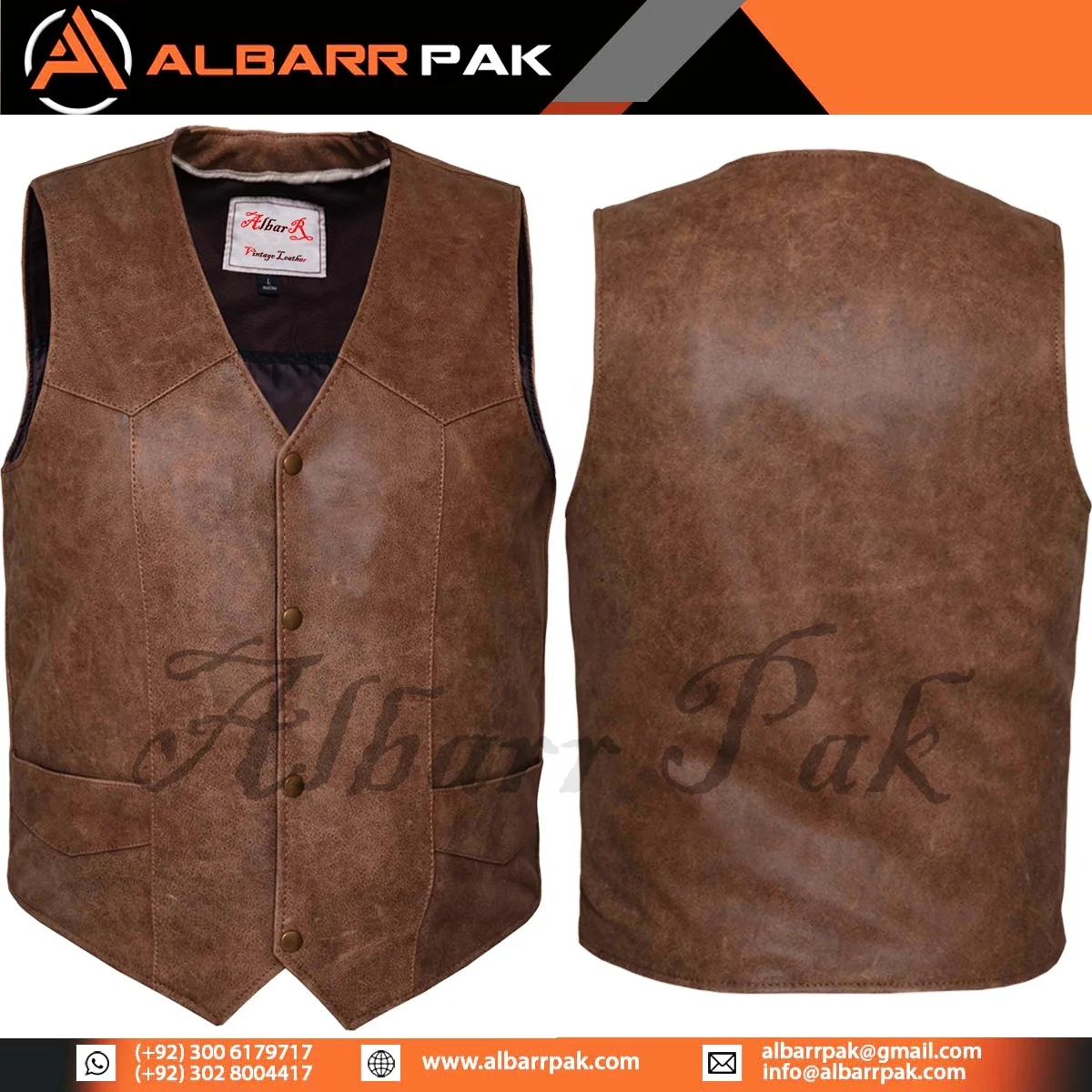 
Best Selling Genuine Leather Motorcycle Vest/Men Vest Made With Real Leather/Breathable Top Quality Leather Vest - Albarr Pak 