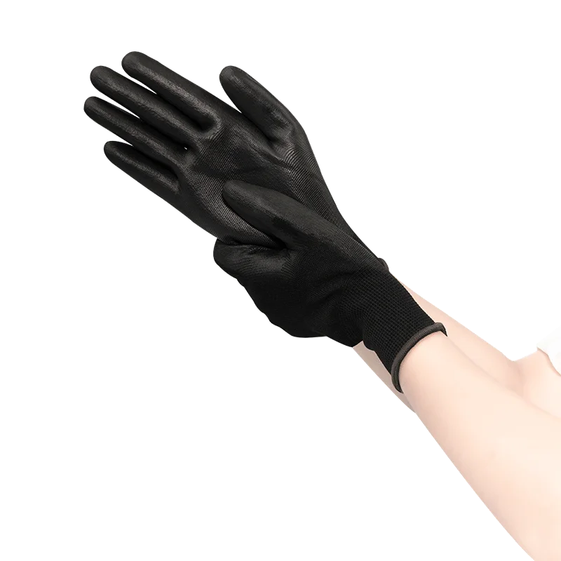 Wholesale Black High Quality Durable Wear resistant and Non-slip Work Pu Gloves