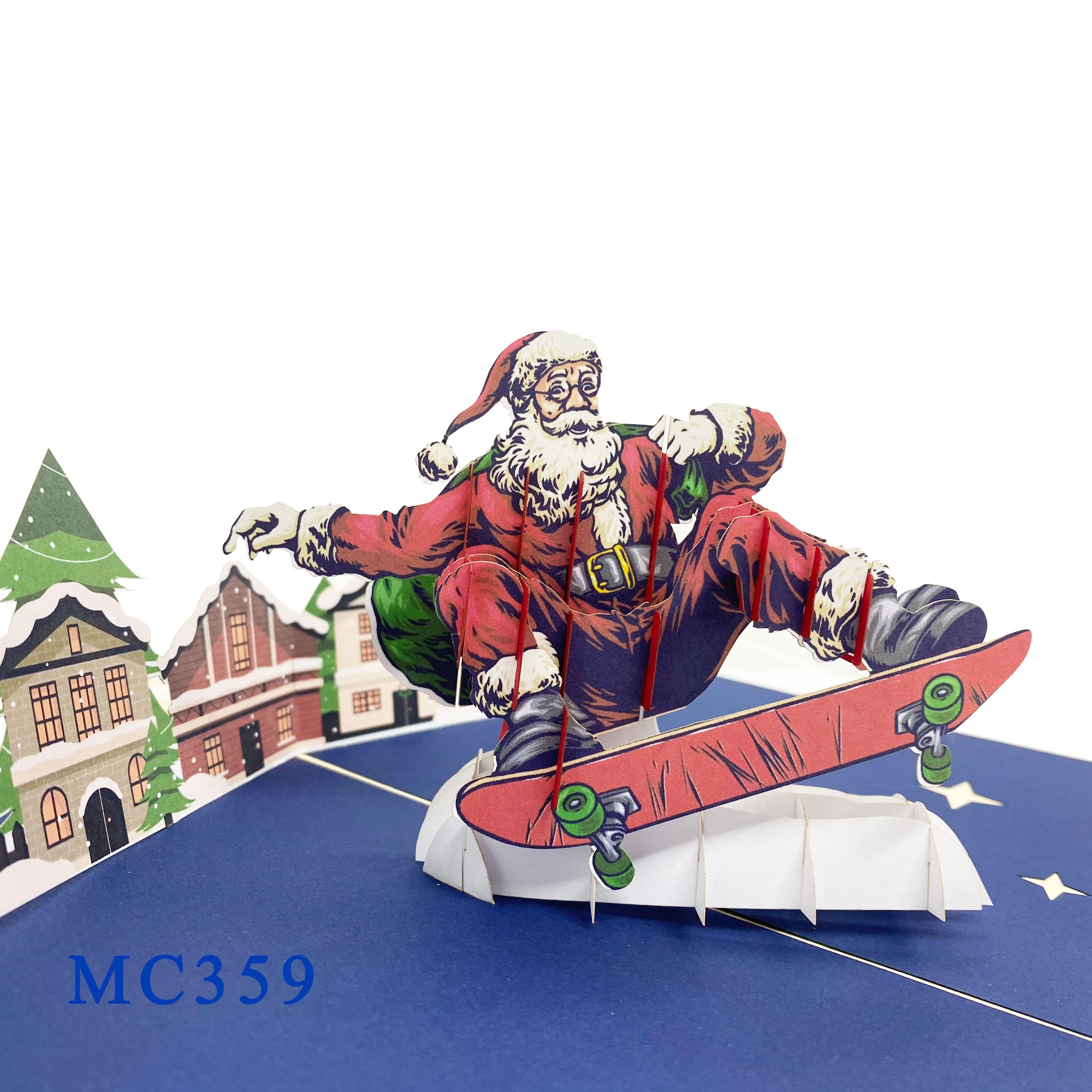 Открытки Santa Snowboarding 3D Pop Up бестселлер индивидуальный дизайн ремесла из вьетнамской бумаги подарки и поделки лучшие тренды