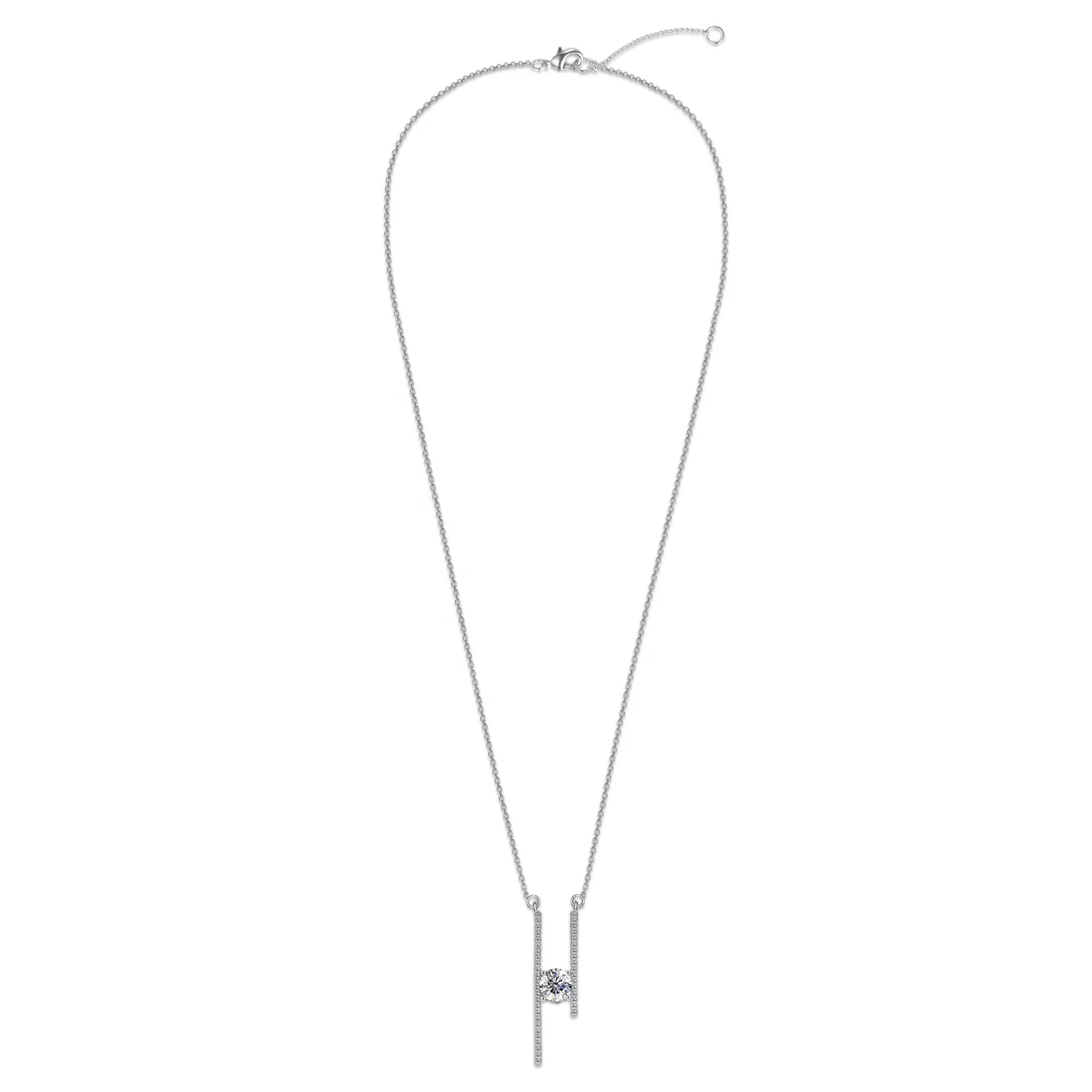 Environmental Friendly GRA Certified Moissanite Diamond 925 Sterling Silver Autre H Pendant Necklace For Women Destiny Jewellery
