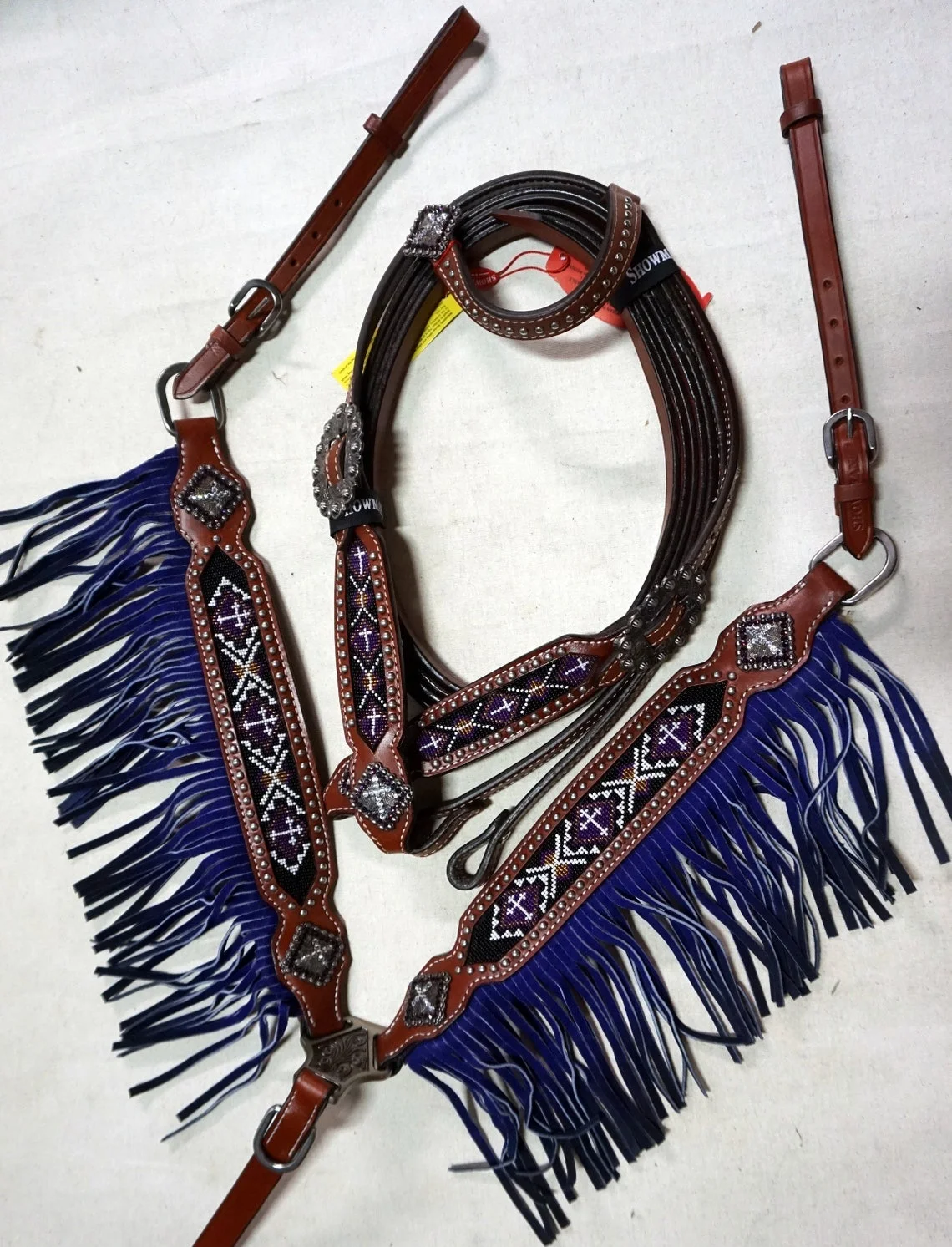 Horse Leather Saddle Western Barrell With Matching Headstall