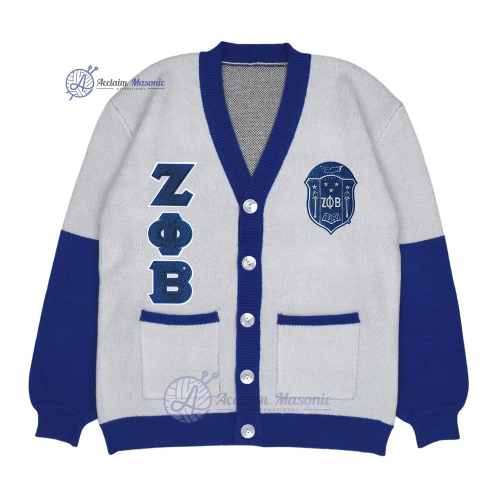 Alpha Zeta Omega Finder Women Sorority Sigma Zeta Soft Acrylic Yarn Customized O Neck Cardigan Sweaters