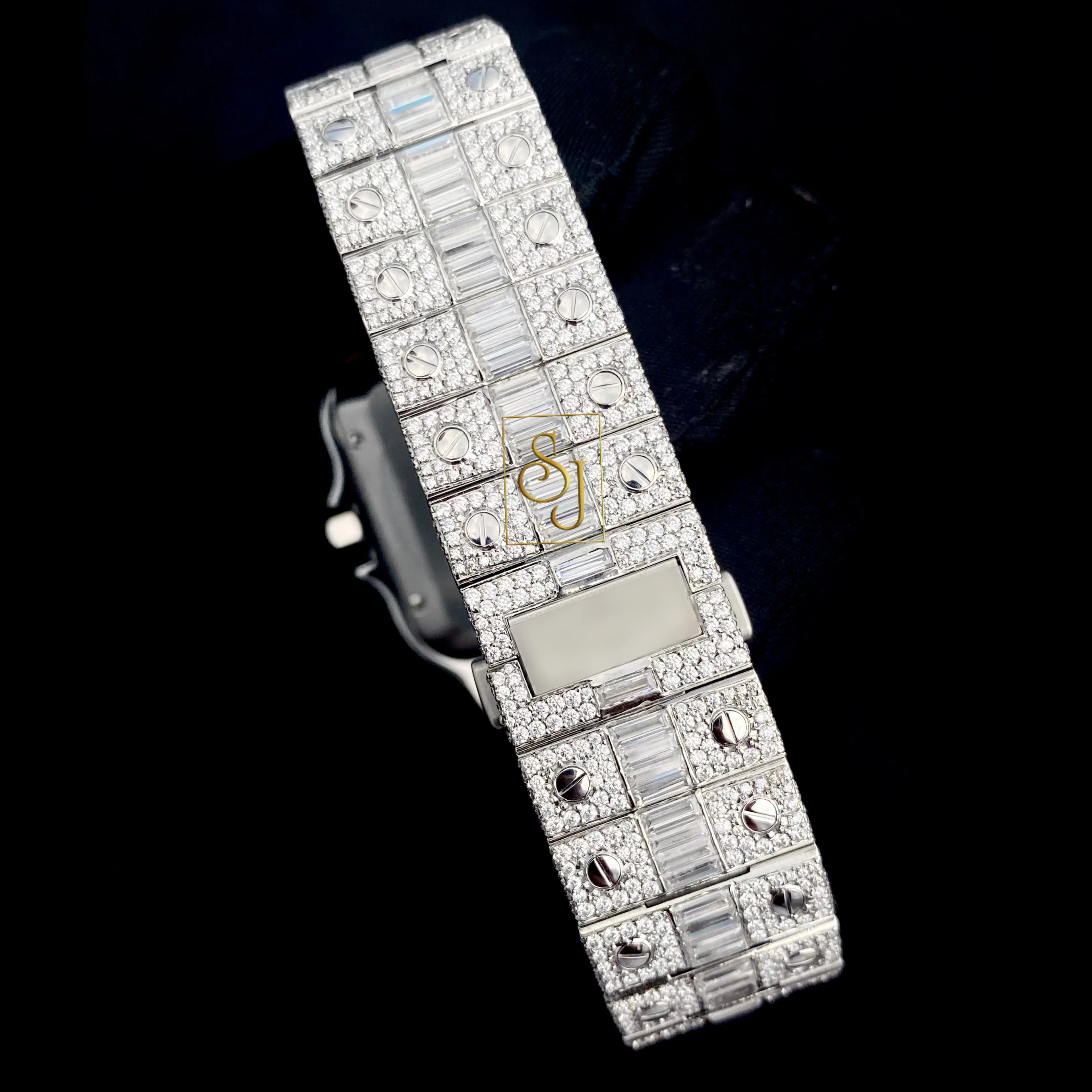 Luxury Iced Out Watch With Moissanite Baguette Cutting Diamonds & Round Brilliant Diamonds For Men Gifting Hip Hop Collection