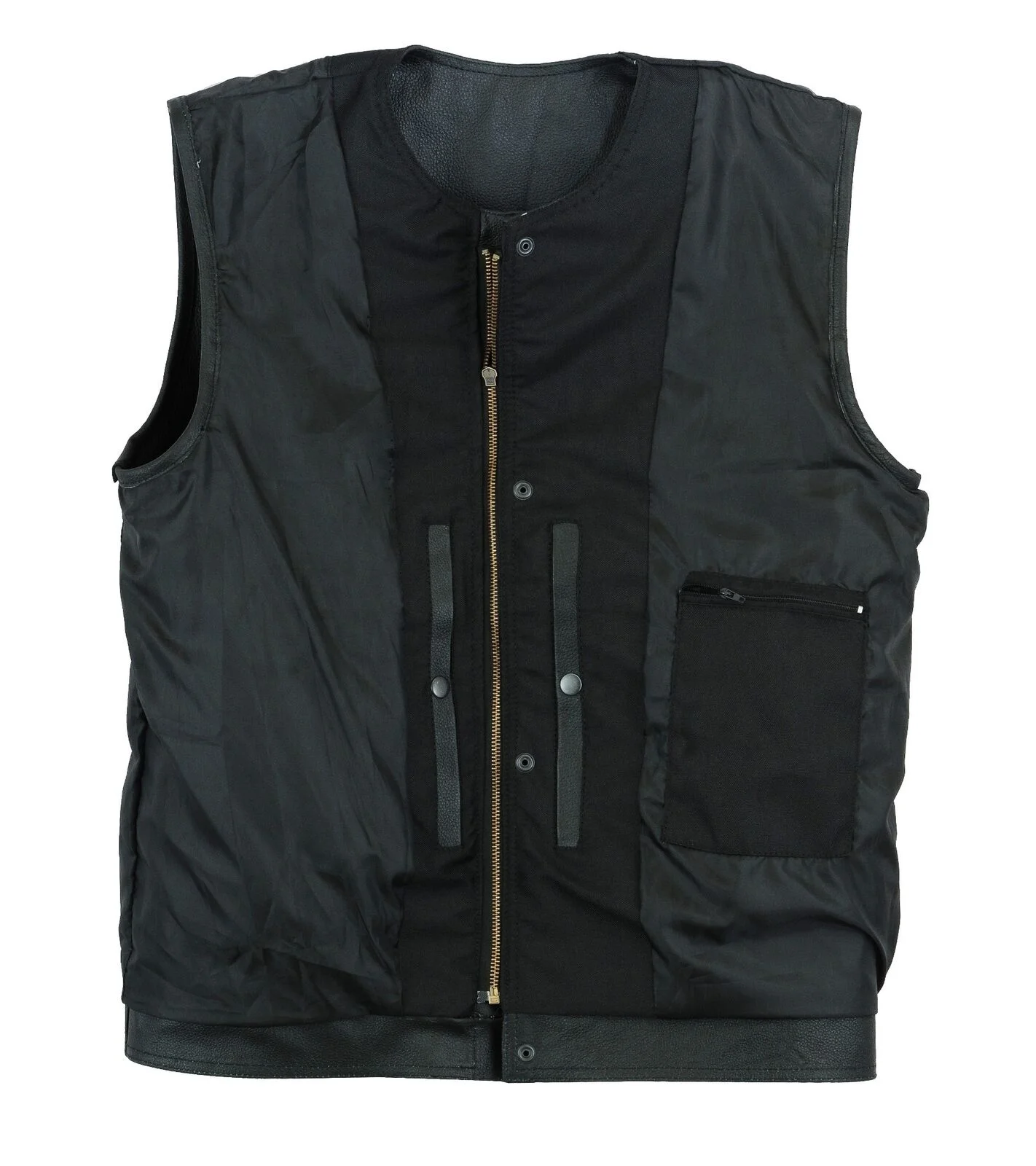 Men Anarchy Distress Brown Motorcycle Biker Leather Vest With Gun Pockets