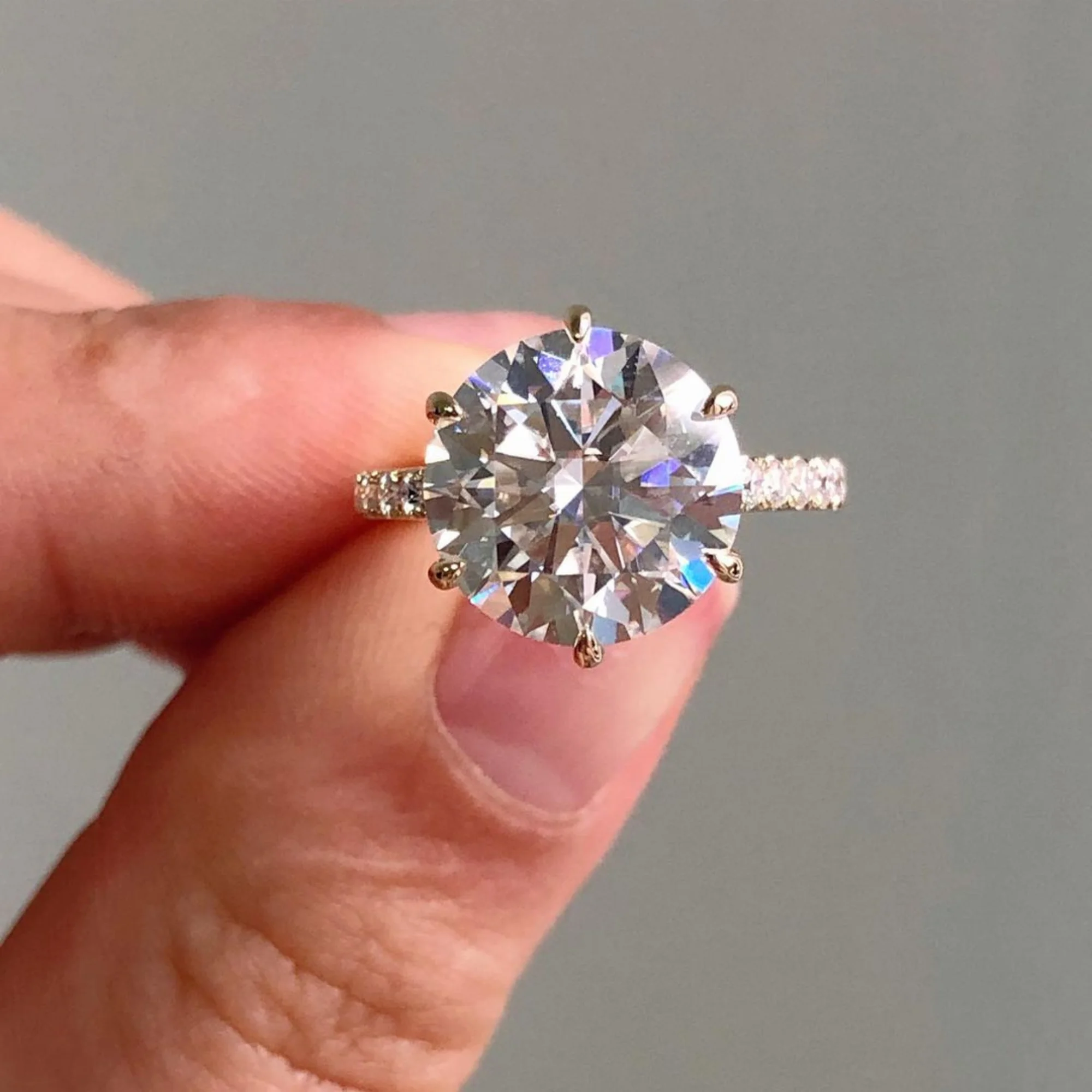 Обручальное кольцо с бриллиантом круглой огранки в 3 60 карат 14 желтое Золотое