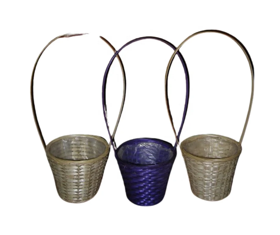 Handmade Wicker Planter Basket Eco Friendly - All Weather Woven Flower Pots Cover , Planter Pot Container Vietnamese