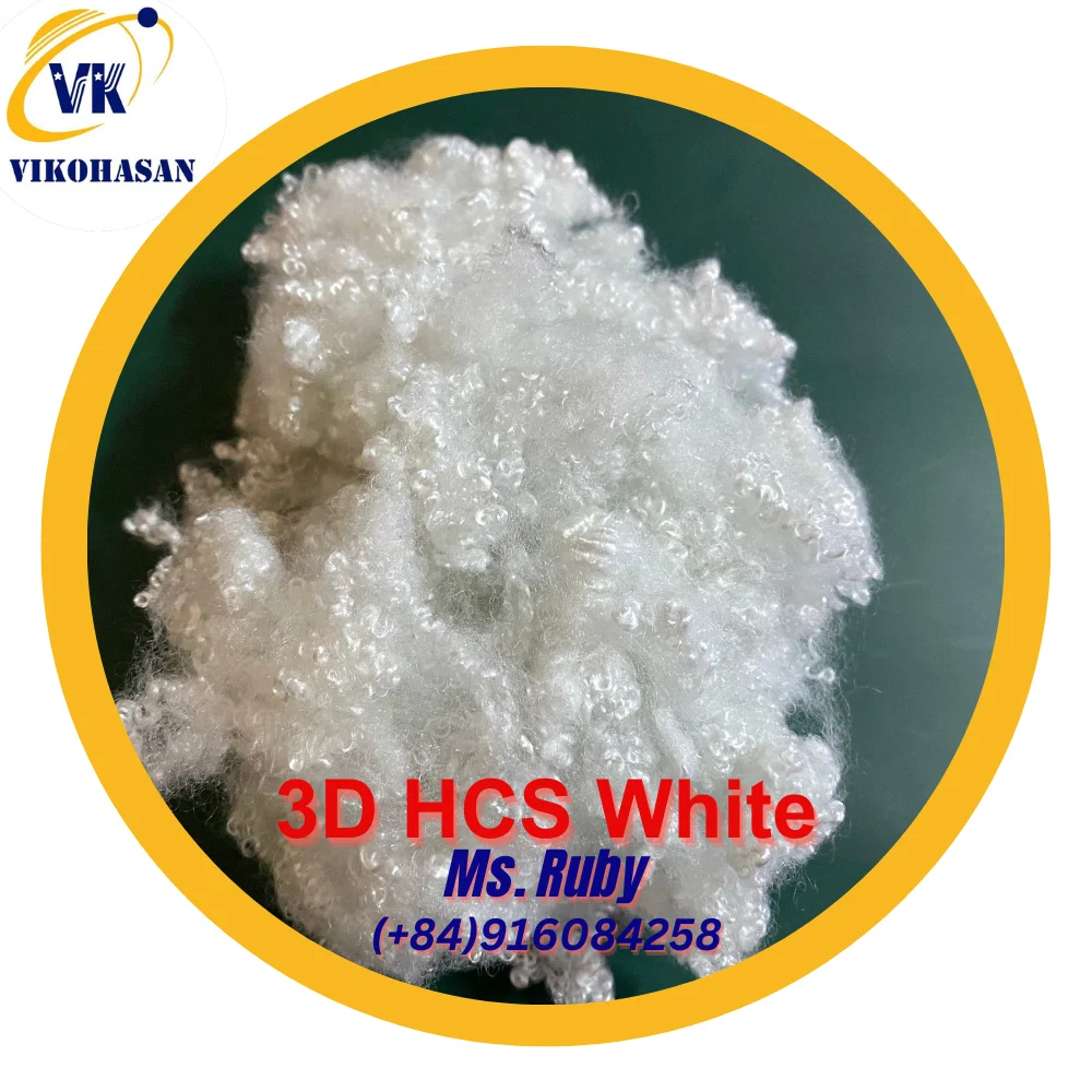 Hot Sales White Hollow Conjugated Siliconized (HCS) Recycled Staple Siliconized Polyester Fill Manufactured Vietnam GRS