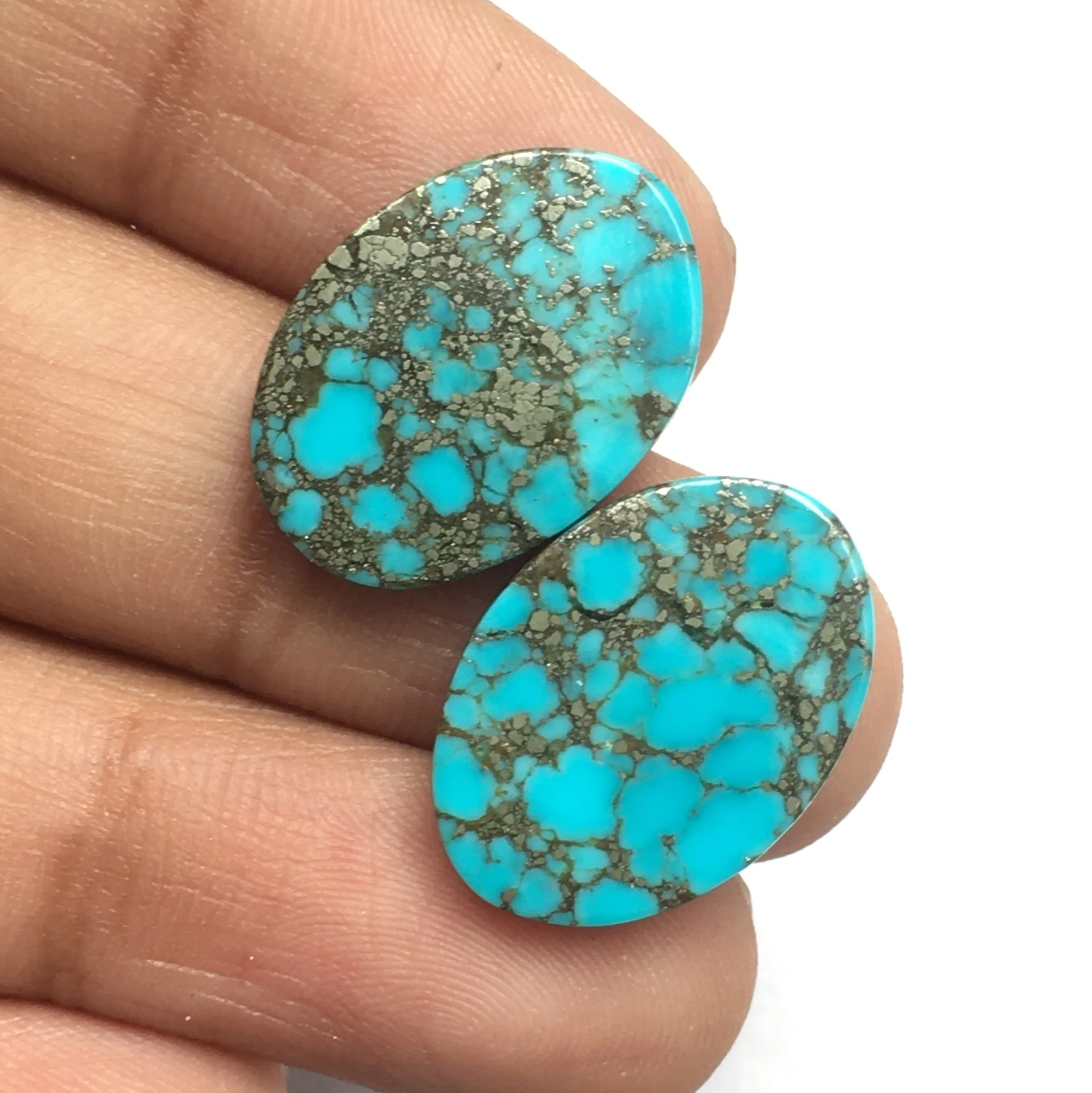 Turquoise Matched Pair Arizona Gemstone Loose Cabochon Sleeping Beauty Jewelry Turquoise Earring