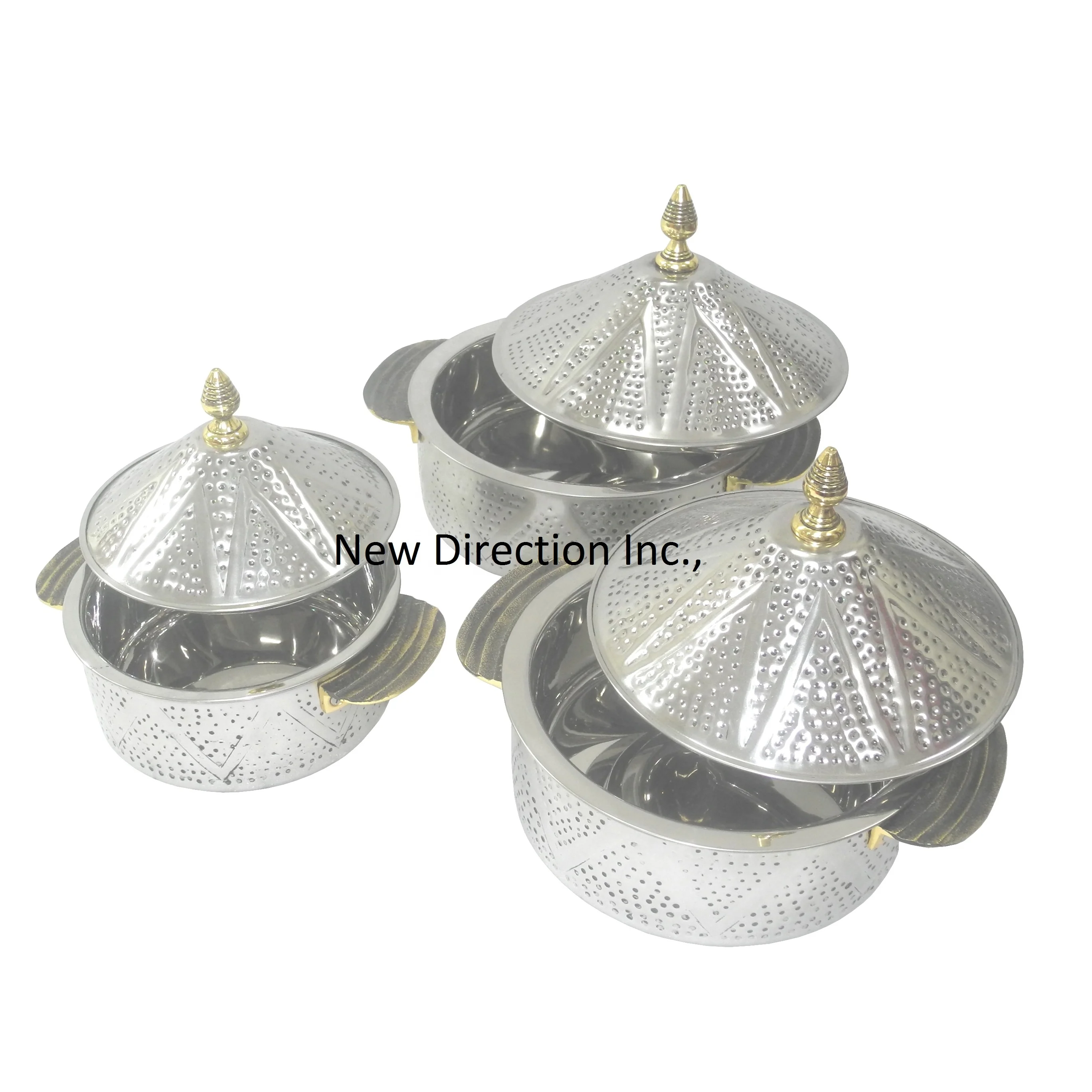 Набор из 3 предметов ручной работы с изолированным горячим горшком нержавеющей стали сервировочный горячий горшок