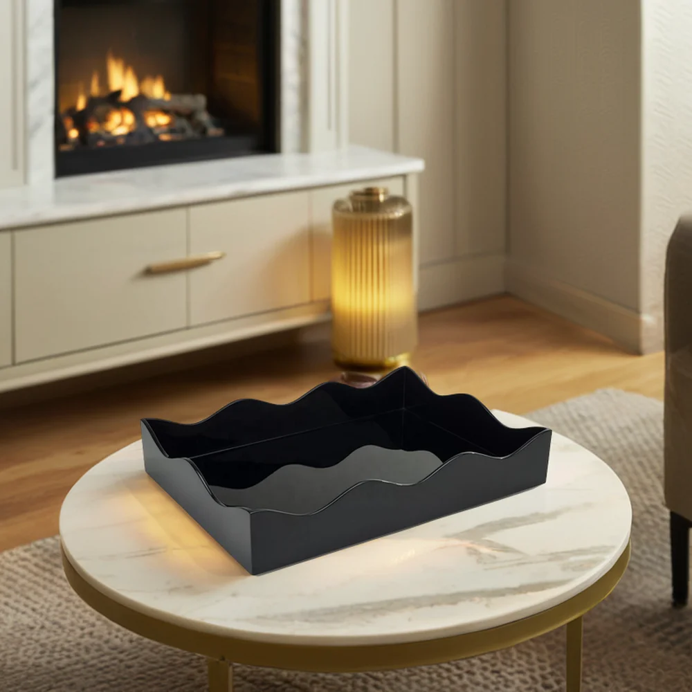 Handmade Round Decorative Lacquer Tray With Handles Made With OEM Design Made In Vietnam Lacquer Box Tray Handmade Lacquerware