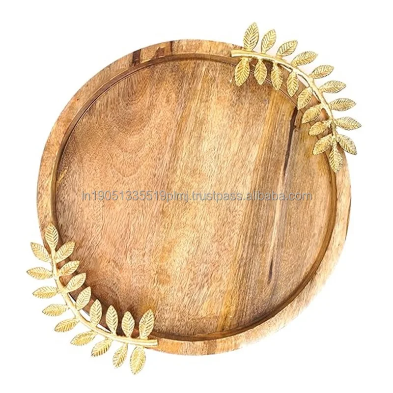 Customizable Antique Rectangle Serving Tray with Metal Handles Top Home Decor Snack Tray Wholesale Exporter from India