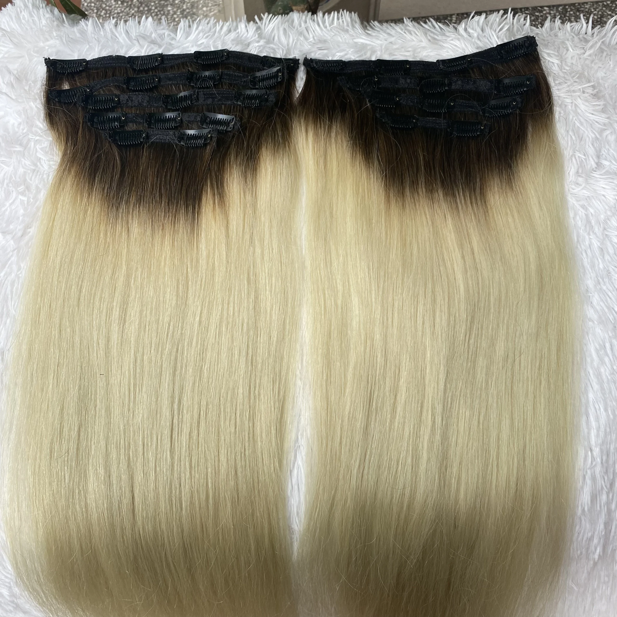 Wholesale 100% Vietnamese Clip ins Hair Natural Straight, Virgin Hair Clip in Extensions Super Double Drawn Customized Colors