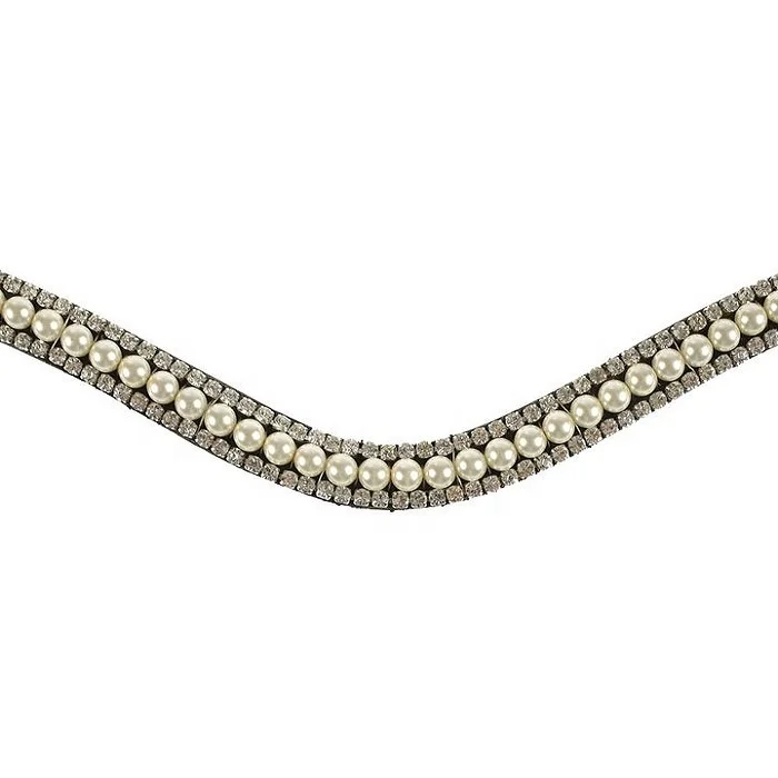 Equestrian Horse Leather Diamante Brow-band Bling White Diamond Crystals Single Layer OEM Accepted
