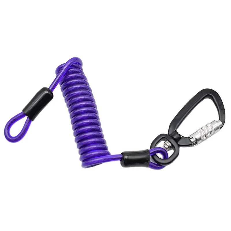 Fall protection manufacturer secure spring for tools coiled lanyard safety cable retractable coil tether