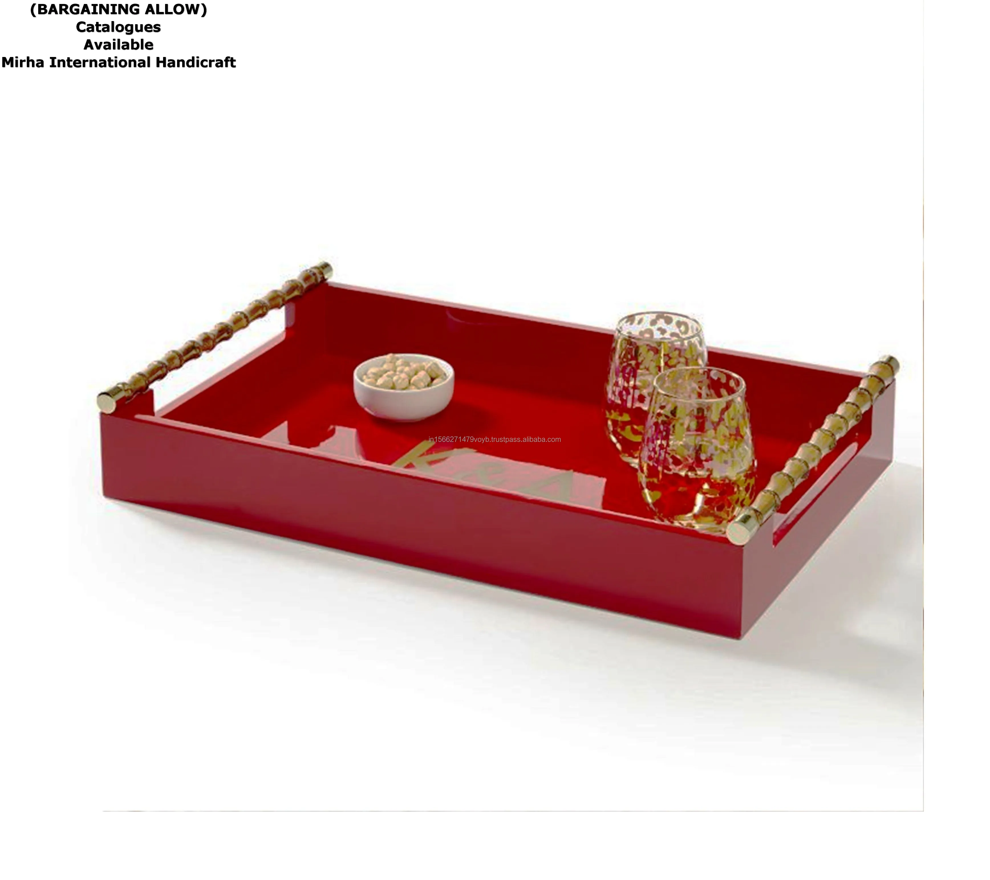 Handcrafted Wooden Serving Tray with Tissue Box Holder Hand Painted Decorative Tray for Home Use Food Serving from India