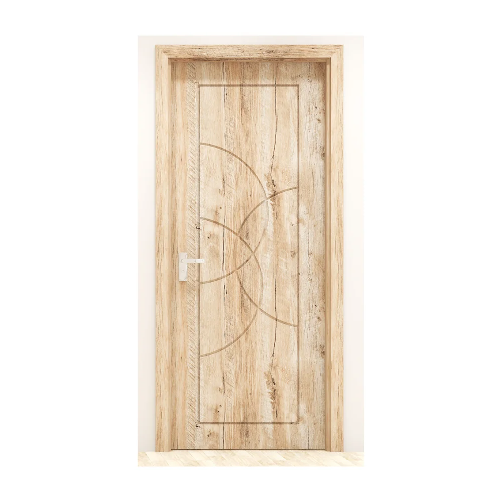 Modern WPC Double Door Wood plastic composite door Arched Design with Waterproof Feature Finished Surface Manual Opening