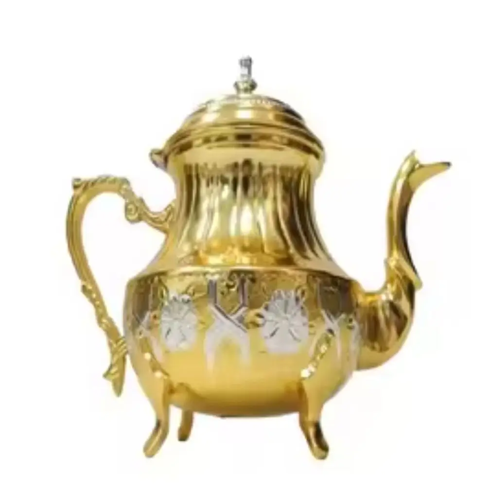 Handcrafted Moroccan Brass Tea Kettle with Traditional Patterns and Stunning Artisan Details
