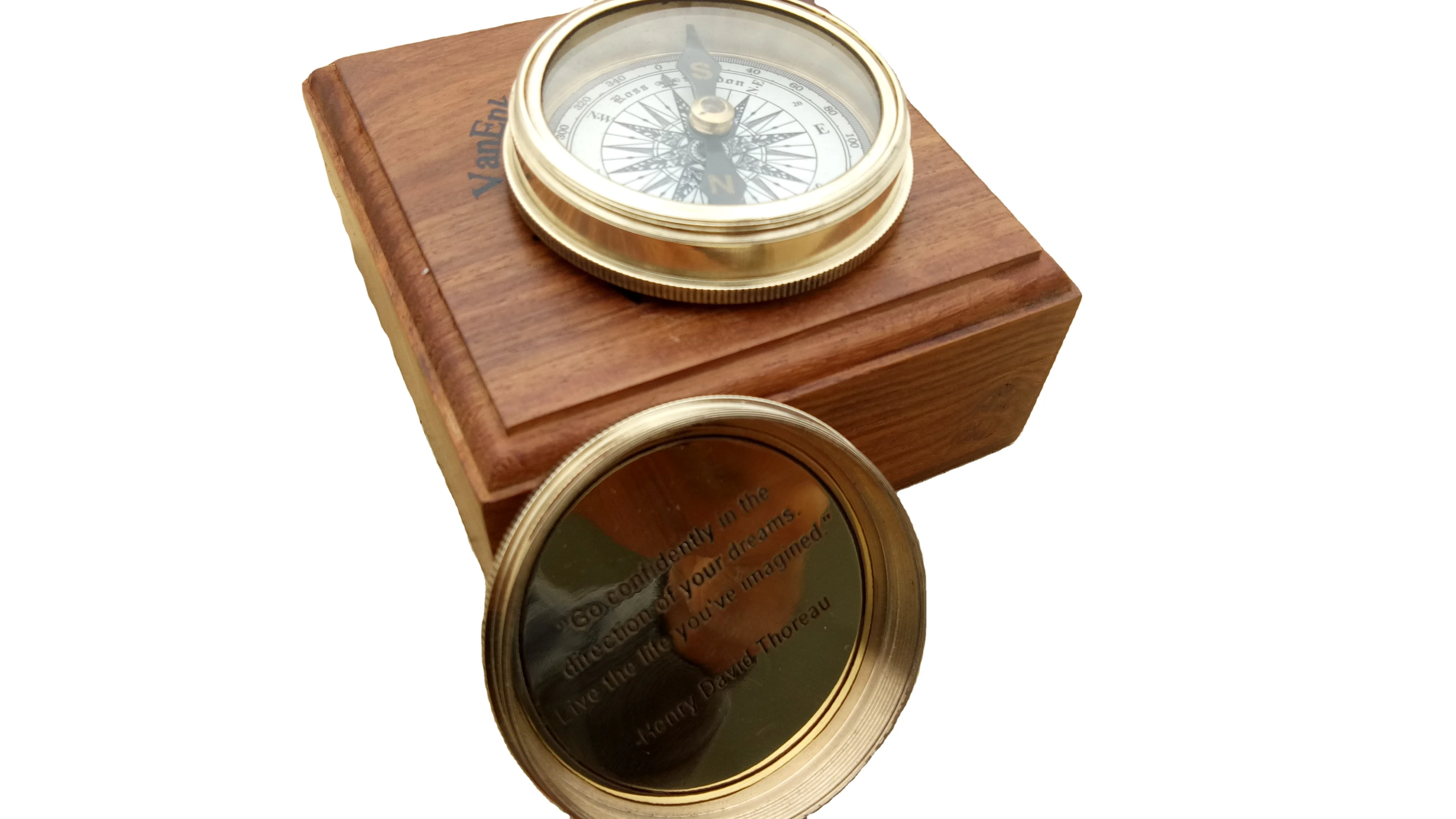 Антикварный поэмосный компас с деревянной подарочной коробкой-гравированный компас-индивидуальный подарок