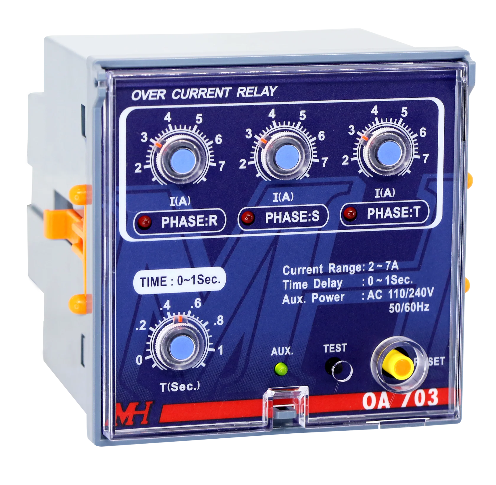 MH DTL реле перегрузки по току OA703 ANSI 50/51, 86 Панельное крепление 96x96 мм с уникальной механической кнопкой перемещения