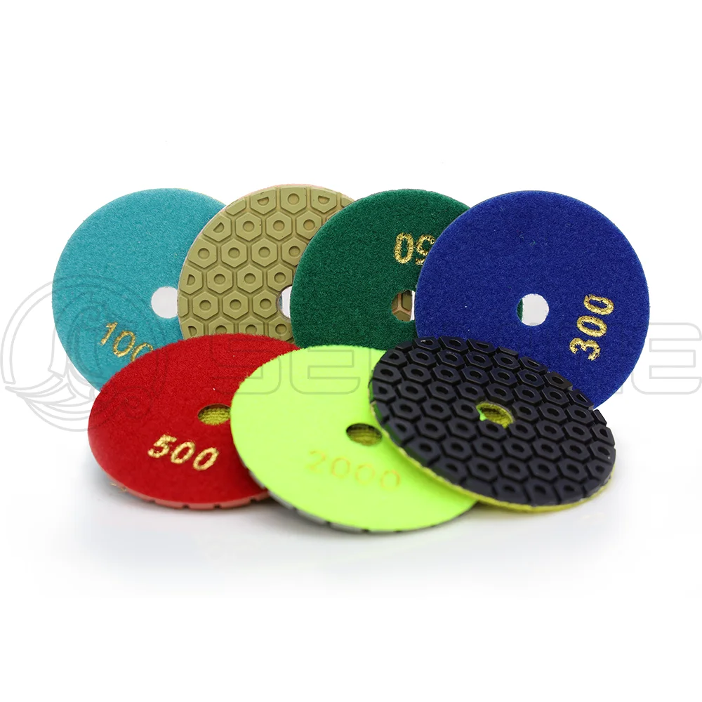 4 inch 50-3000 grit dry diamond polishing pad for stone Grinding Discs Granite Marble Stone Concrete Floor Polishing Pads