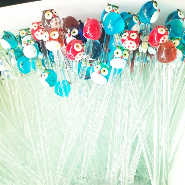 Handmade Colored Animal Glass Stir Sticks