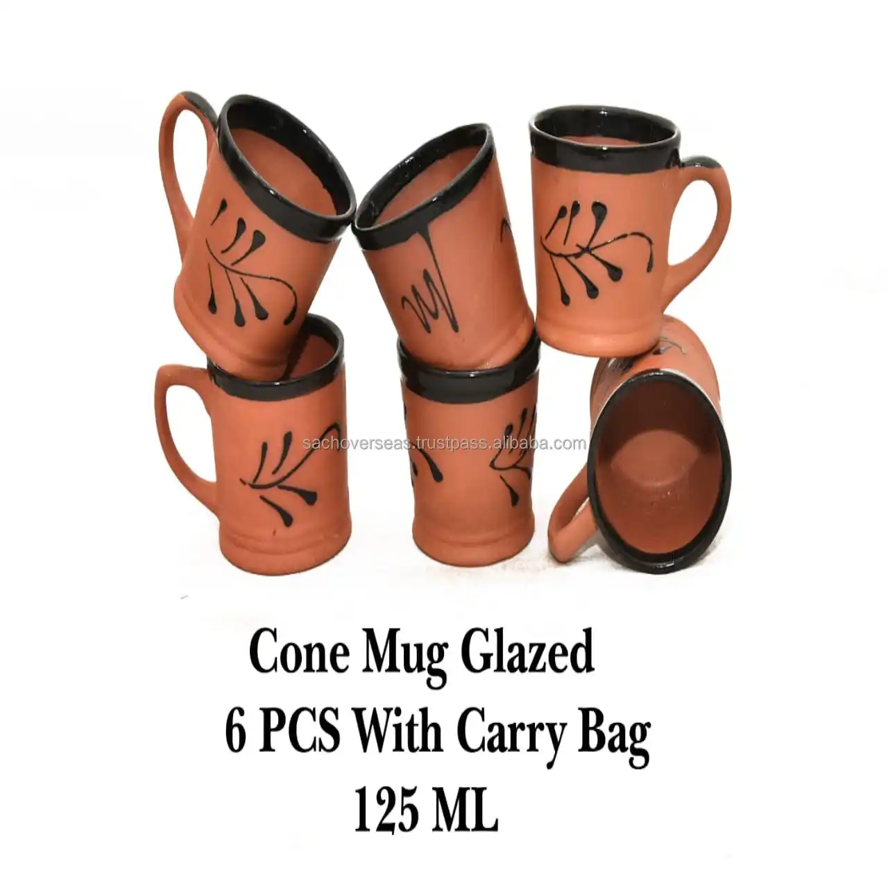 Elegant Handcrafted Earthen Brown Terracotta Tea Kettle Set with Cups, Plates, Milk Pot & Sugar Pot Non-Toxic & Eco-Friendly