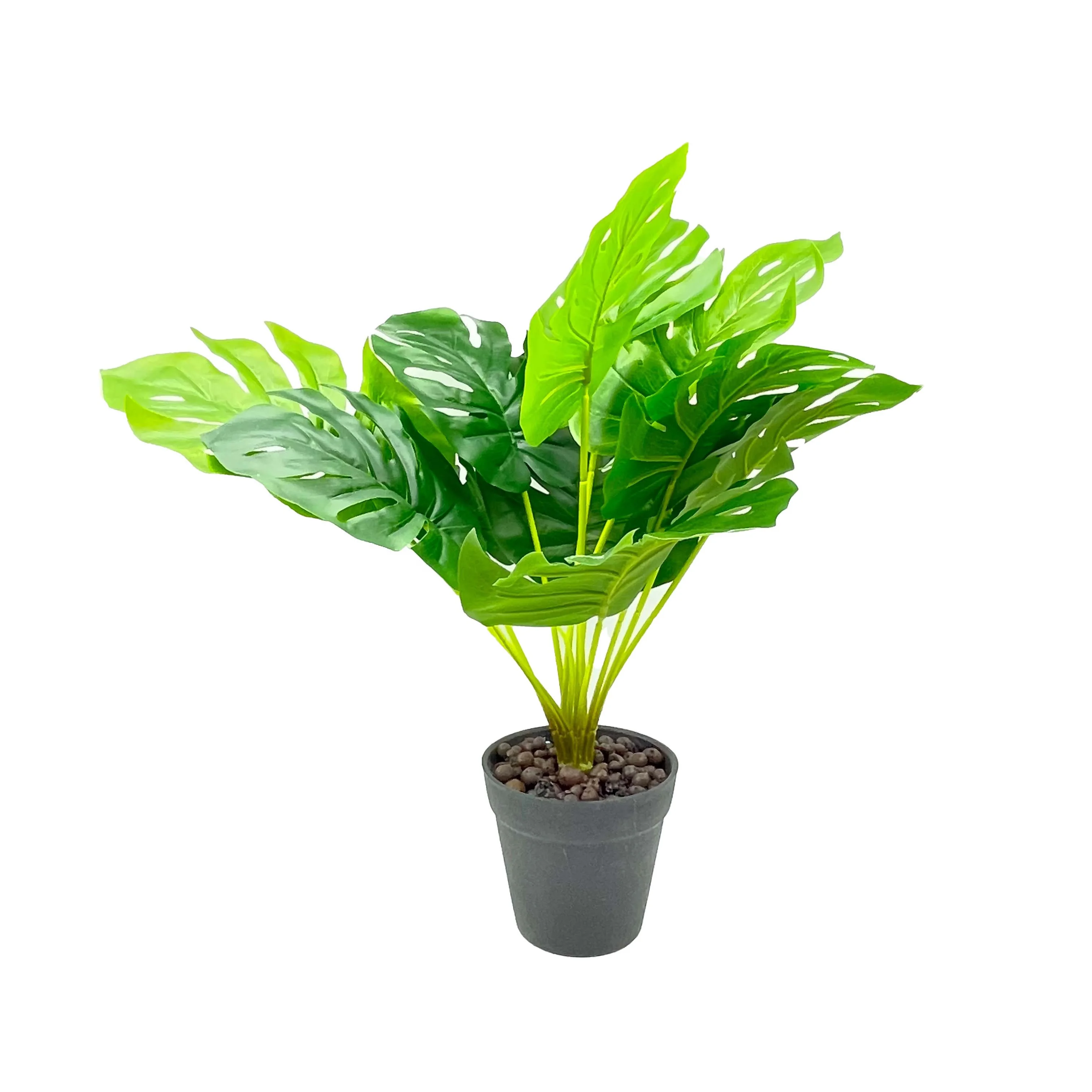 Hot sale polyester green artificial plant pots monstera in plastic nursery pots Farmhouse Balcony for home decoration