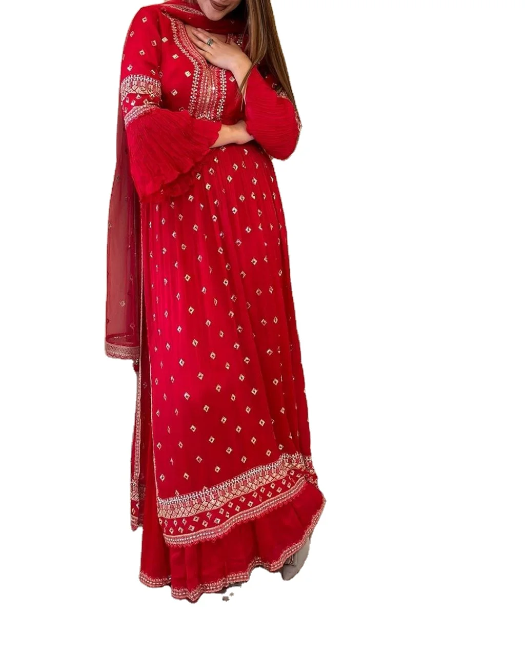 Royal look outfit Designer Fancy Ready to Wear Printed Silk Gown bridesmaid robe wholesale 2024 Collection