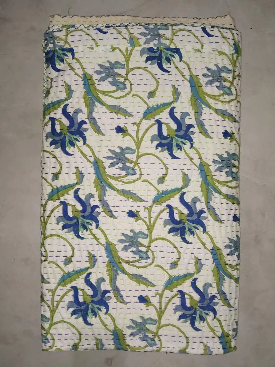 Постельное белье из 100% хлопка с принтом Kantha Indigo