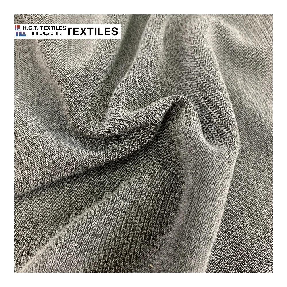 4 way stretch herringbone bamboo woven fabric recycled polyester 205g for women clothing