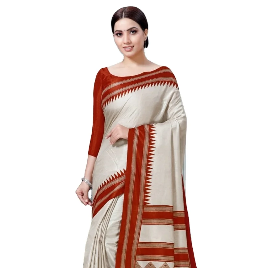 Premium Most Beautiful Uniform Manipulator Silk Sari With UN stitched Blouse Pieces for online sale