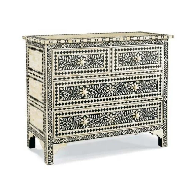 Indian Horn & Bone Inlay Chest of Drawer