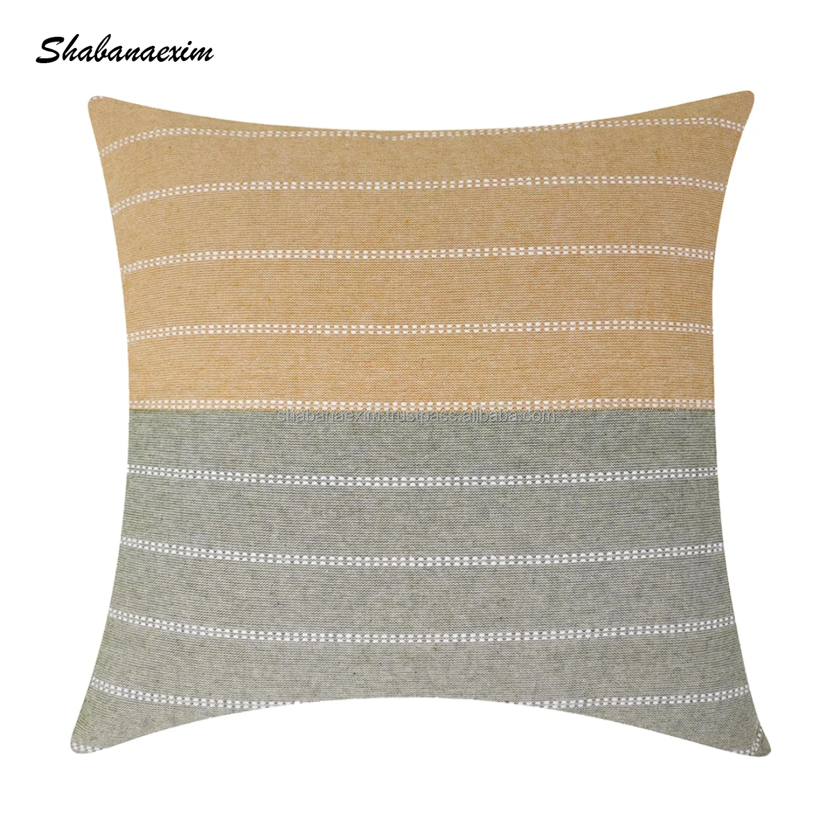 Sustainable Green Blue Dobby Striped Lumbar Woven Cushion Cover Customized Handmade  Bed Pillow Cover 20 inch x 20 inch