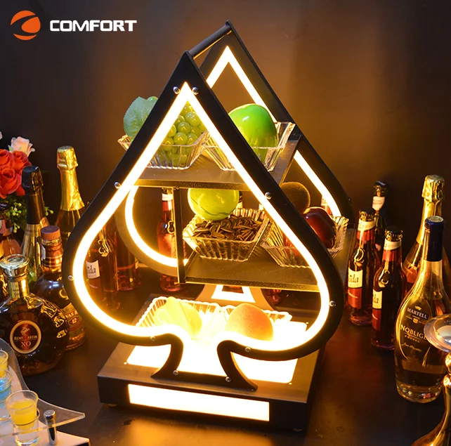 Vip Service Led Bottle Presenter Holder Ace Of Spades Fruit Dish Tray Bottle Presenter For Ktv