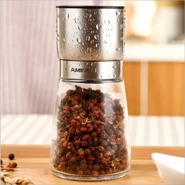 
Amazing Refillable SS304 Salt & Pepper Grinder Cruet Shaker with Adjustable Coarseness for Storing Pepper Salt Herbs 