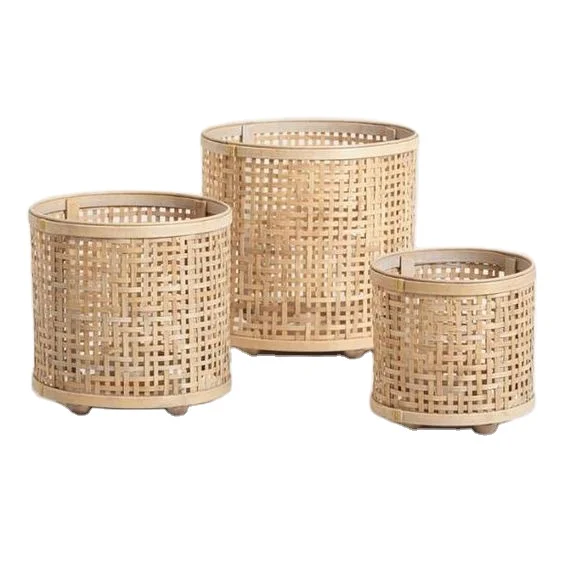 Indoor sturdy handmade bamboo pots for plants large woven bamboo planters wholesale cheap price