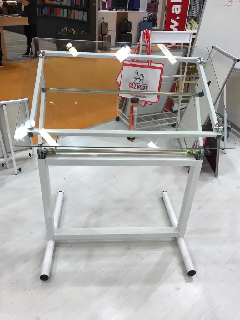 Adjustable Height School Furniture  Wood Drawing Desk Drafting Table 80*120cm