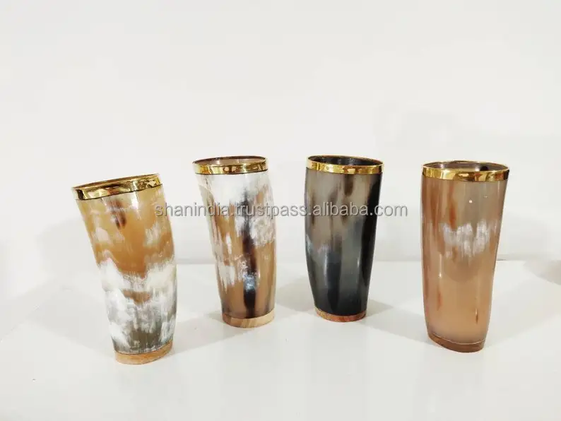 High quality hand finished natural Viking Drinking horn Beer Glass