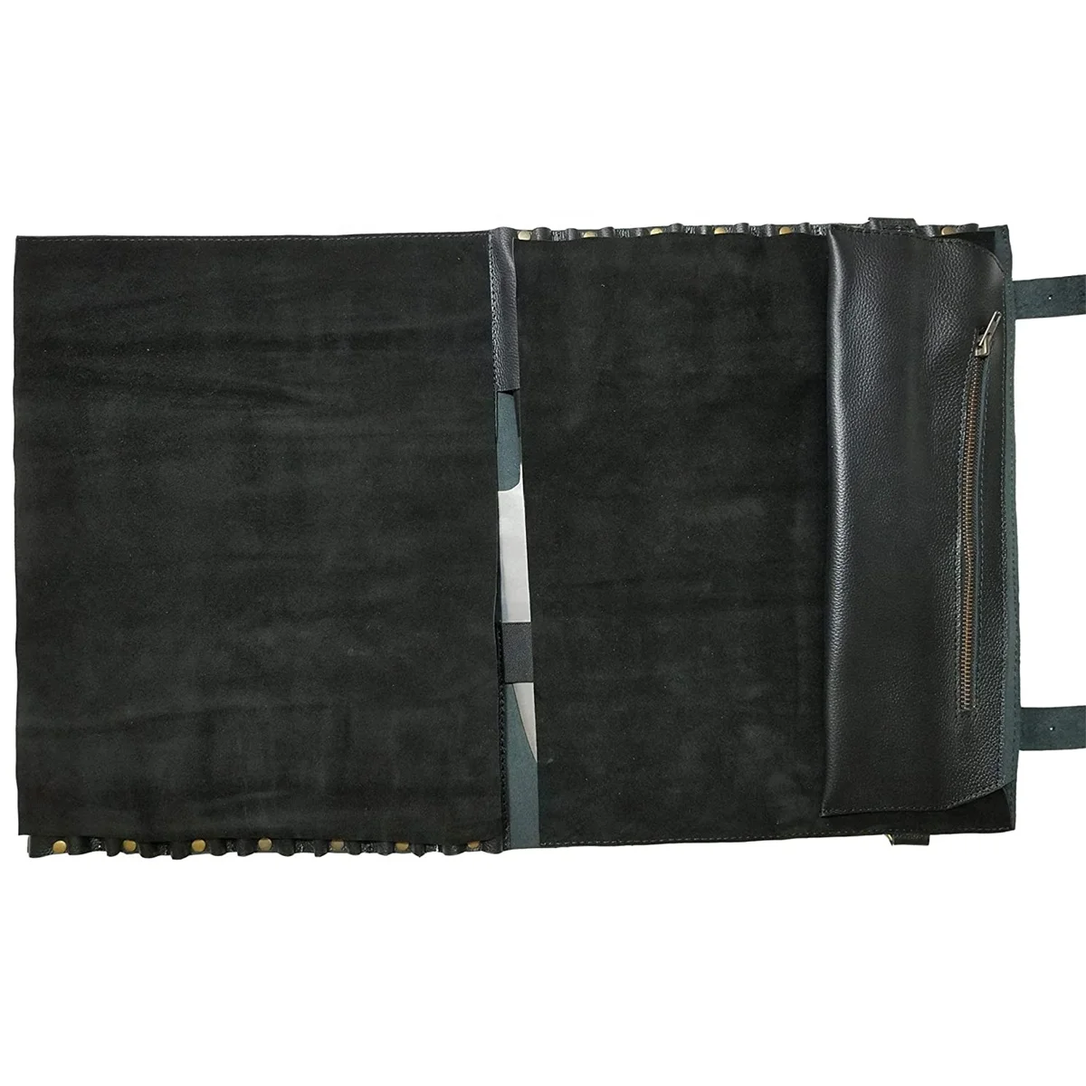 Professional Custom Waterproof Durable Leather Roll up Knife Bag Foldable High Quality Chef Tool Bag with Strap