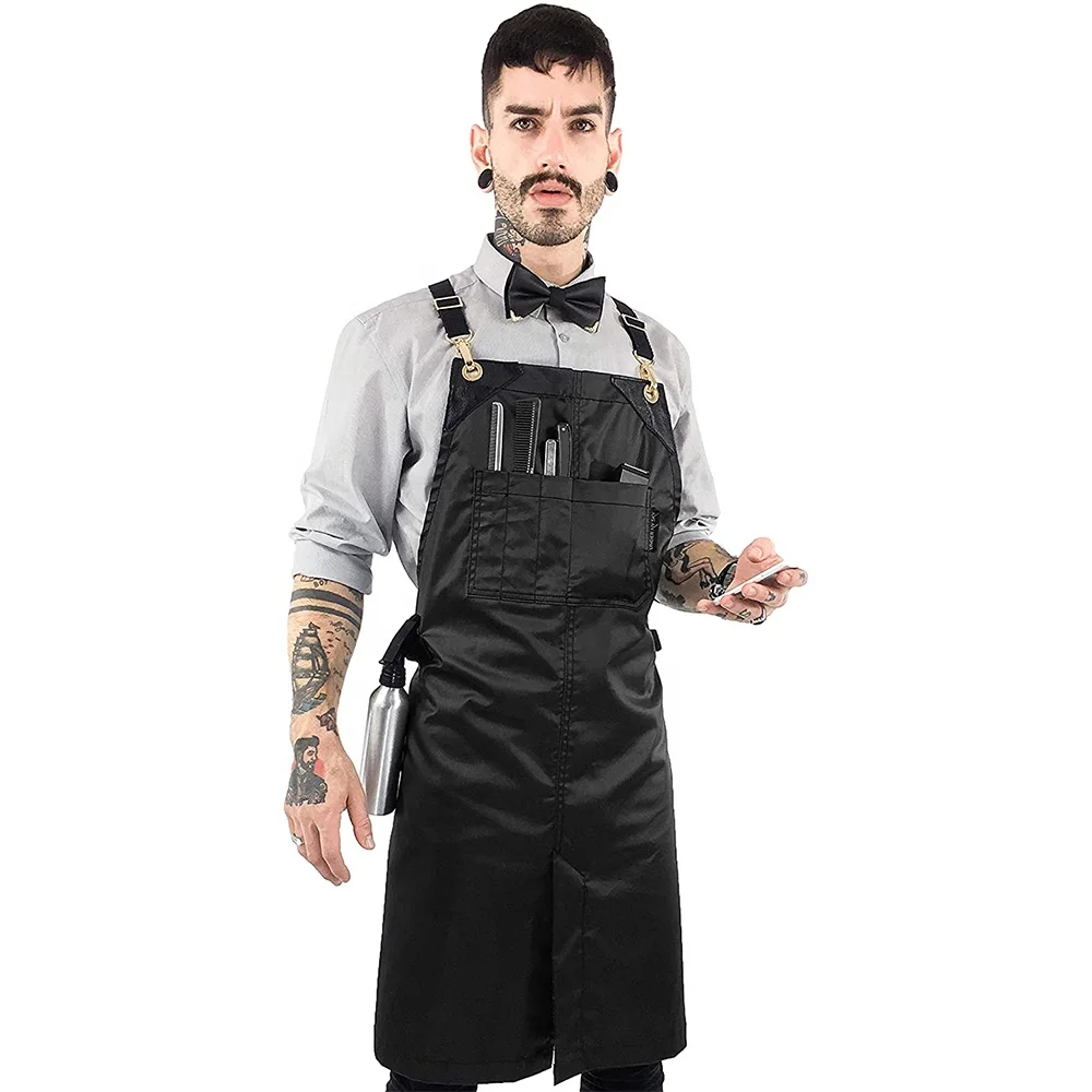 Leather Canvas Kitchen Aprons for Woman Men Chef Stylist Apron Shop Cafes Beauty Nails Studios Uniform Grill Restaurant Bar Dye