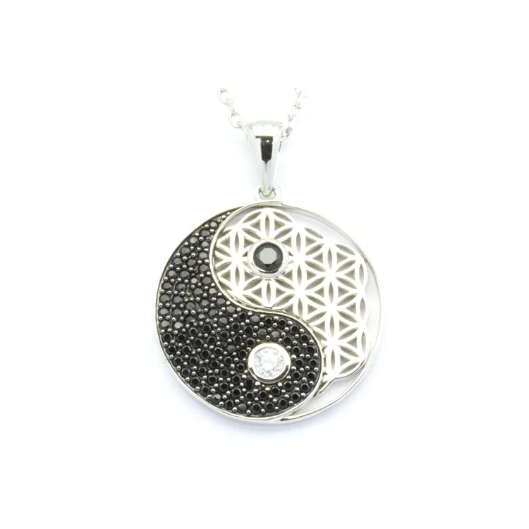 925 silver flower of life + Yin Yang pendant necklace mix and match nice necklaces for ladies